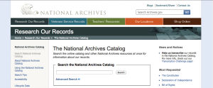 National Archives Catalog Home Page (detail)